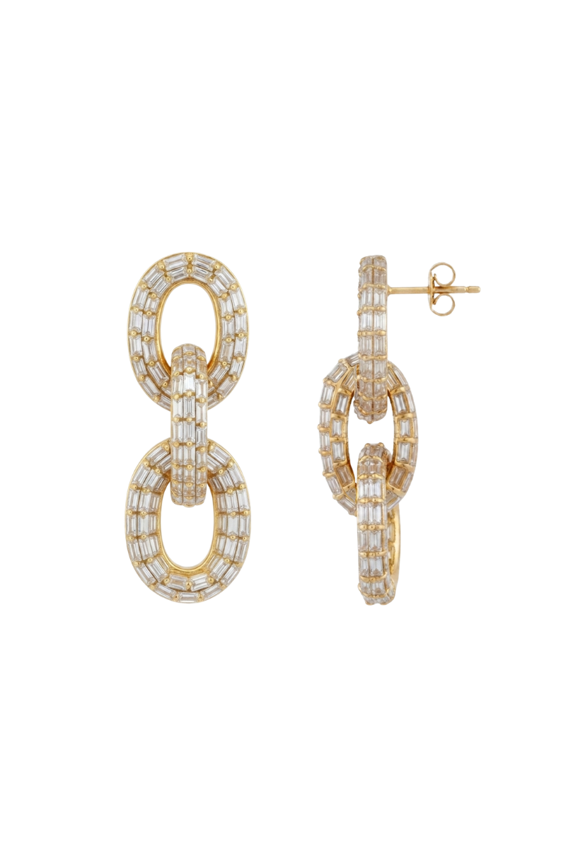 a pair of diamond earrings