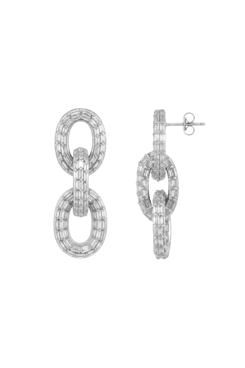 a pair of diamond earrings