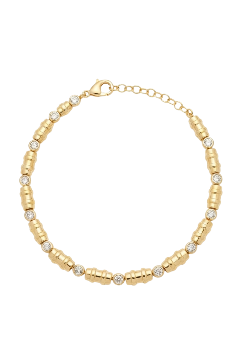a gold bracelet with diamonds