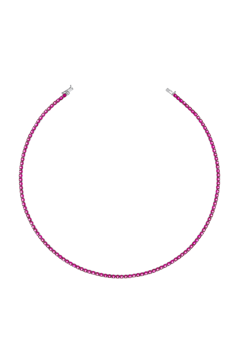 a necklace with pink stones