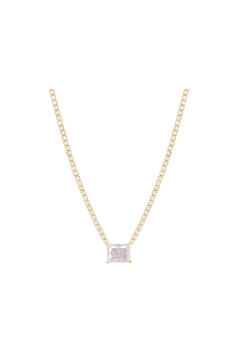 a necklace with a square stone on it