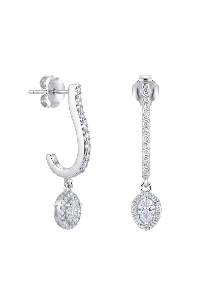 a pair of earrings with diamonds