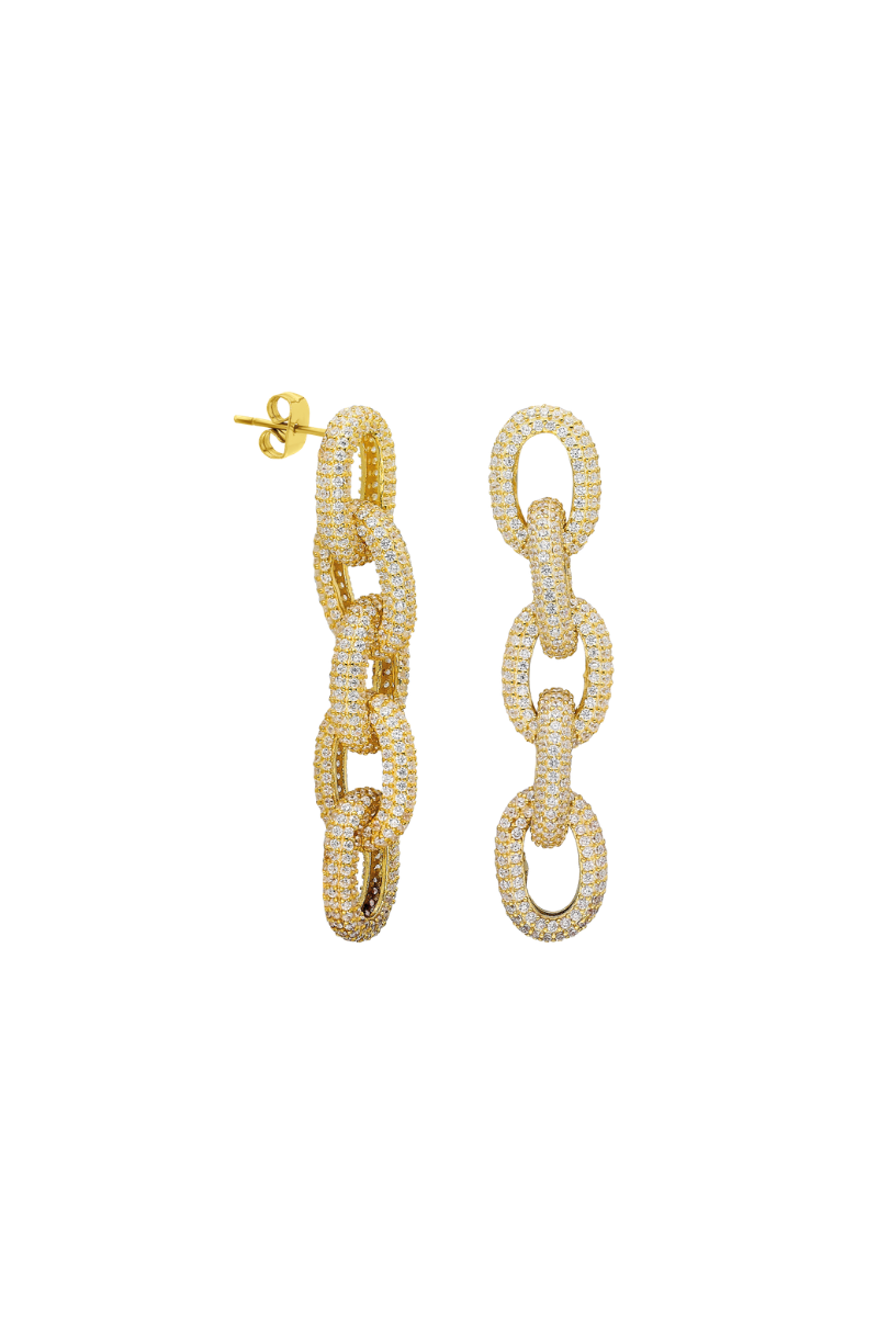 a pair of gold chains with diamonds