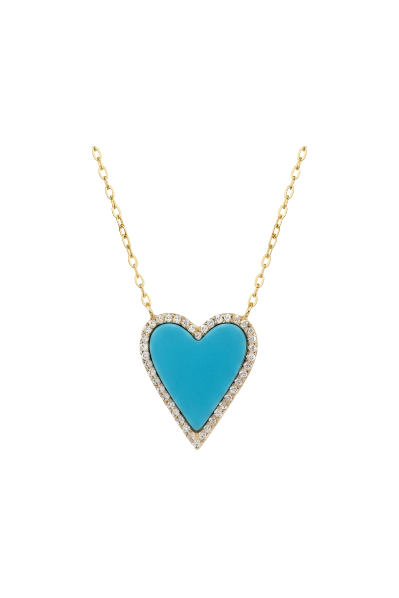 a blue heart necklace with diamonds
